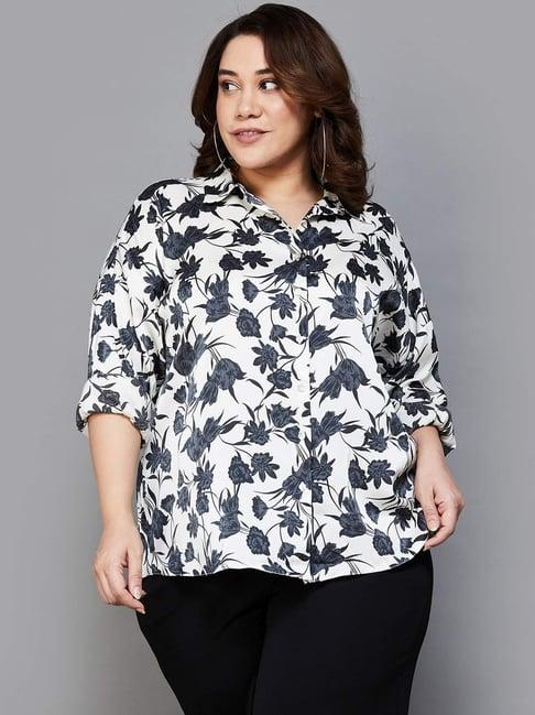 nexus by lifestyle off-white floral print shirt