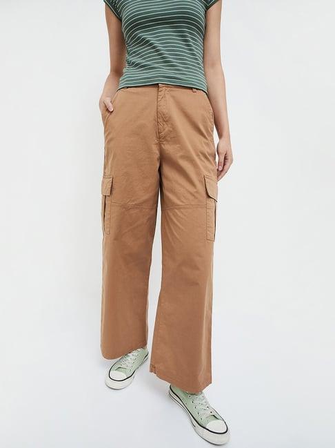 ginger by lifestyle brown cotton cargo pants