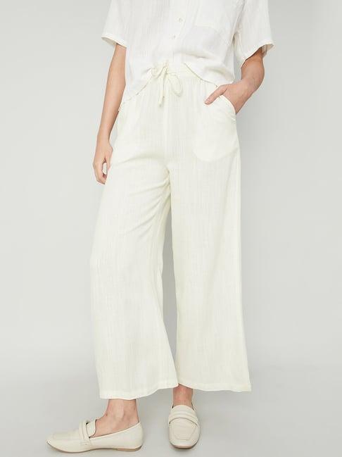 ginger by lifestyle off-white regular fit flared pants