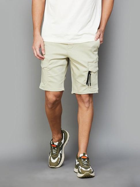 bossini sage green regular fit cargo shorts