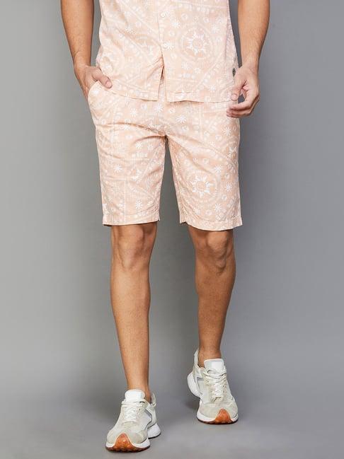 smileyworld light pink regular fit printed shorts