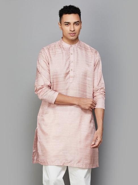 melange by lifestyle coral regular fit striped kurta