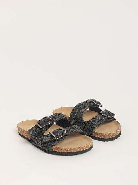 luna blu by westside black macrame double band sandals