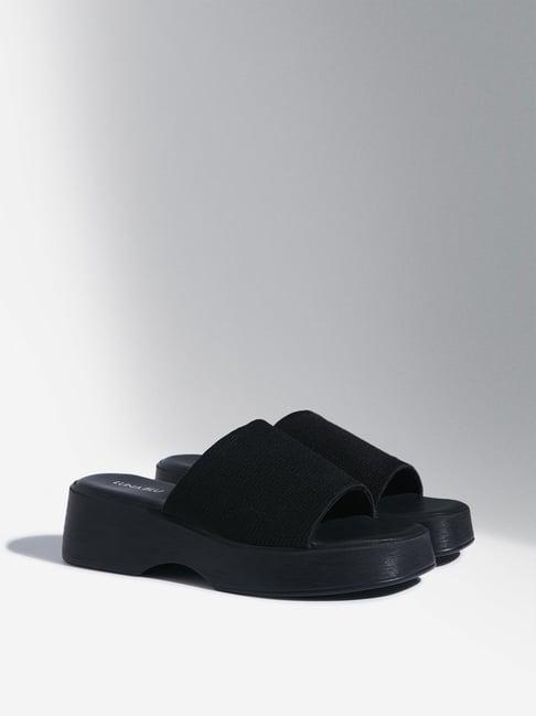 luna blu by westside black broad band slides