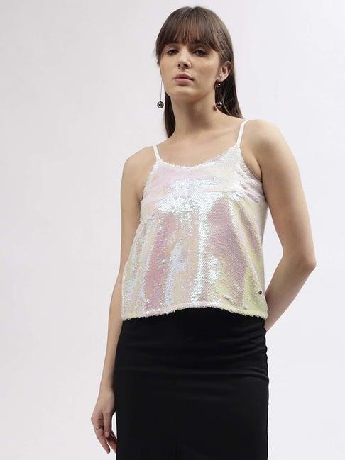 elle pink embellished top