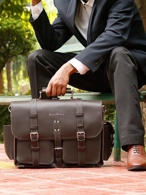 louis stitch brown leather medium multifunctional executive briefcase