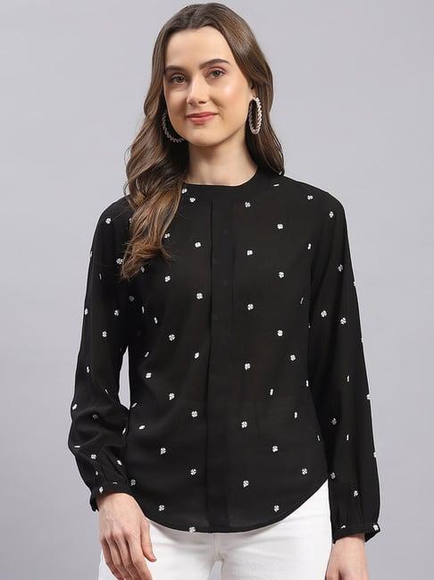 monte carlo black & white embroidered shirt