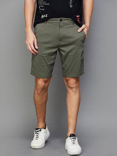 bossini sage green regular fit shorts