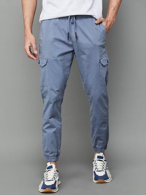 fame forever by lifestyle light blue slim fit cargo joggers