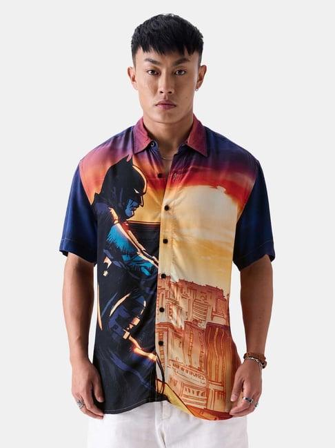 the souled store dc: caped crusader multicolor loose fit holiday shirt