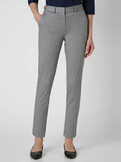 van heusen grey mid rise formal trousers