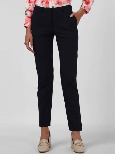 van heusen navy mid rise formal trousers