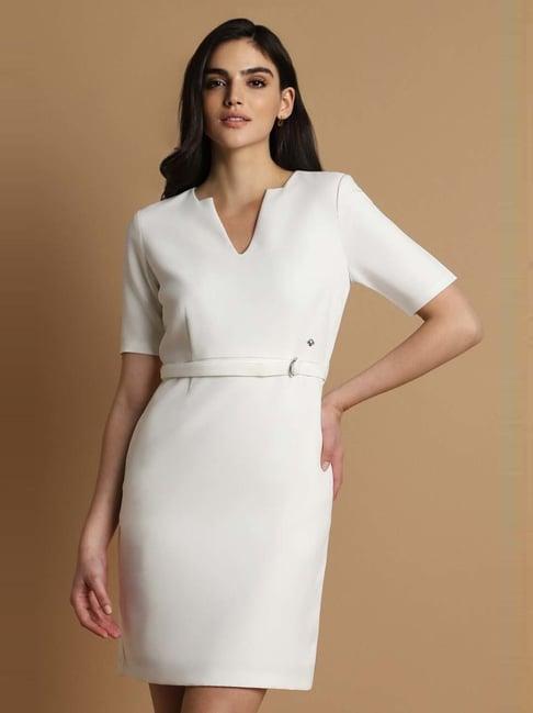 allen solly white cotton shift dress