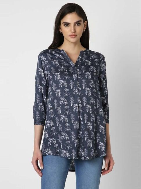 van heusen navy printed tunic