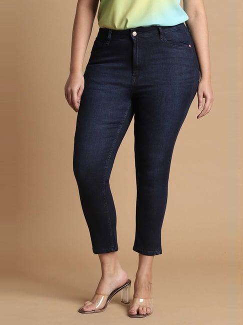 allen solly navy cotton mid rise jeans