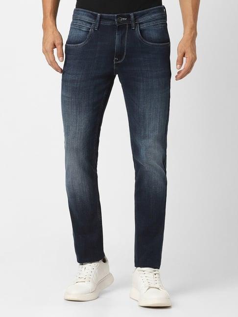 van heusen navy cotton slim fit jeans