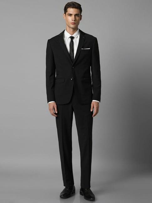 louis philippe black slim fit two piece suit