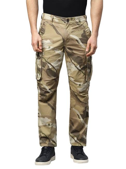 royal enfield essential light olive regular fit camo print cargos