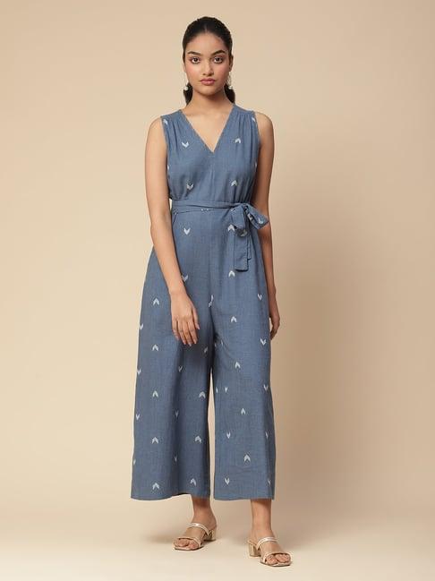 aarke ritu kumar blue printed jumpsuit