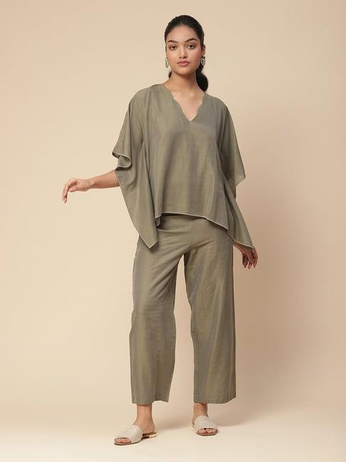 aarke ritu kumar olive kaftan top with pants