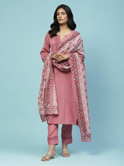 aarke ritu kumar pink embroidered kurta with pants & dupatta