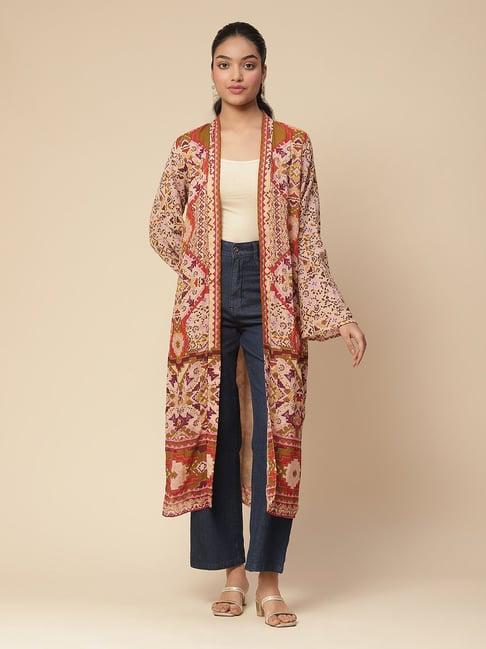 aarke ritu kumar multicolor printed long shrug