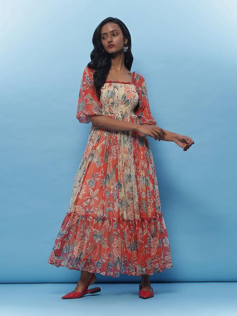 label ritu kumar multicolor floral print maxi dress