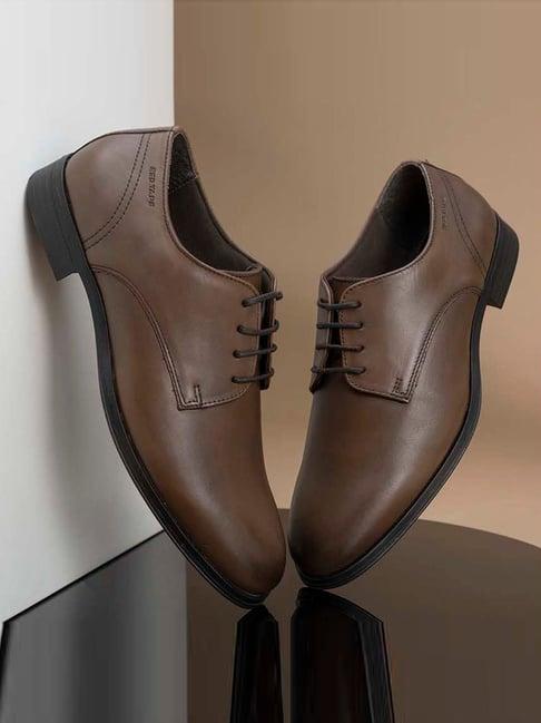 red tape men's dark brown derby shoes