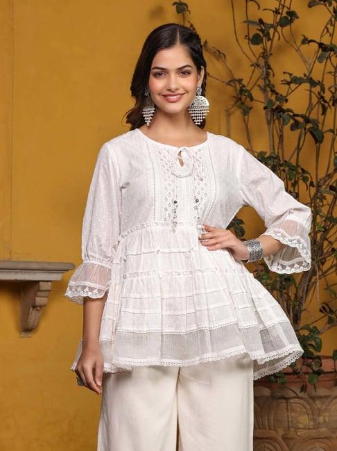 juniper white cotton embroidered tunic