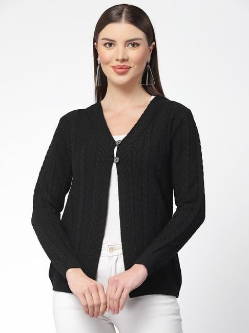 kalt black self design cardigan