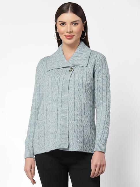 kalt light blue self design sweater