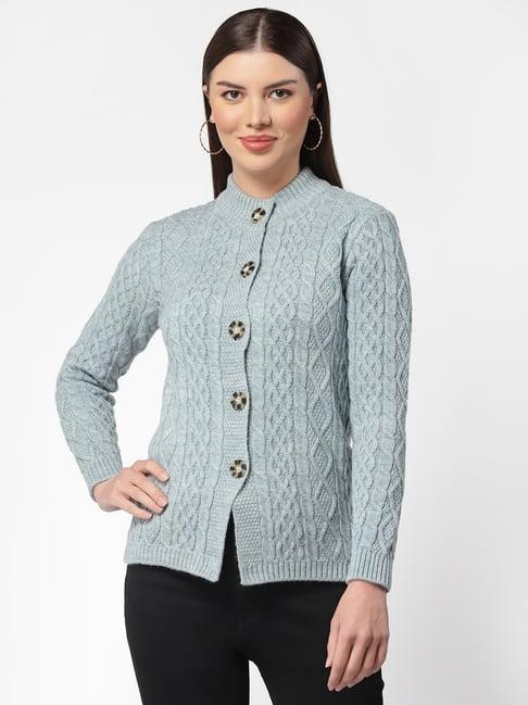 kalt light blue self design sweater