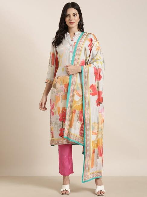 showoff multicolor embellished kurta with pants & dupatta