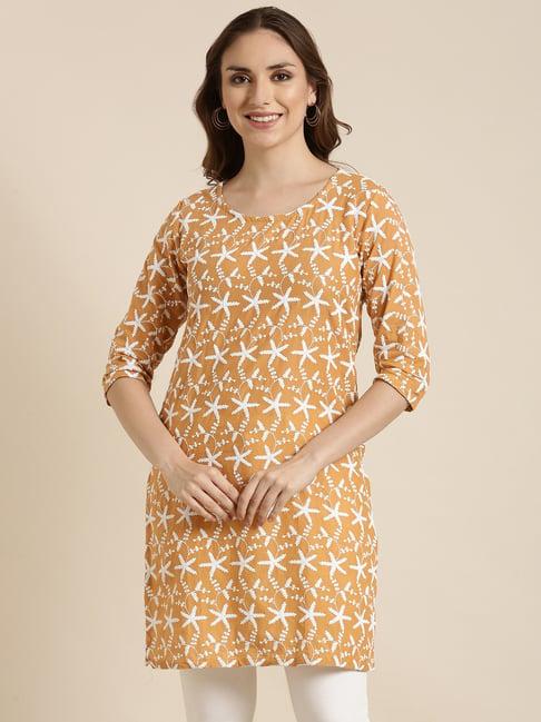 showoff mustard embroidered kurti