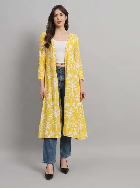 cation yellow printed long cape