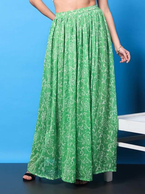 cation green printed maxi skirt