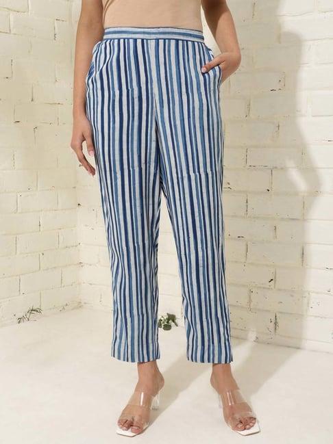 fabindia blue striped pants