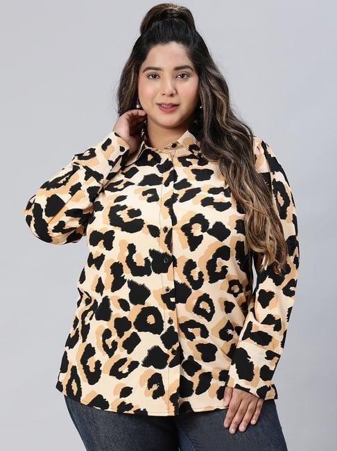 oxolloxo yellow & black animal print shirt