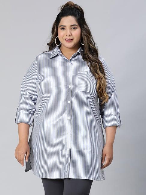 oxolloxo blue & white cotton striped shirt