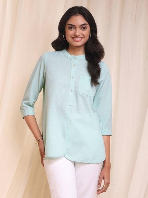 pink fort mint green top