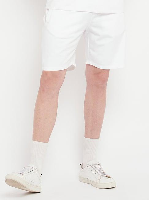 edrio white cotton relaxed fit shorts