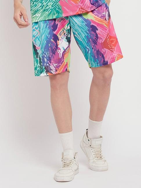 edrio multicolored cotton relaxed fit printed shorts