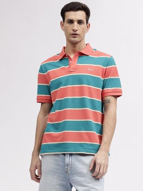 gant striped polo neck regular fit t-shirt