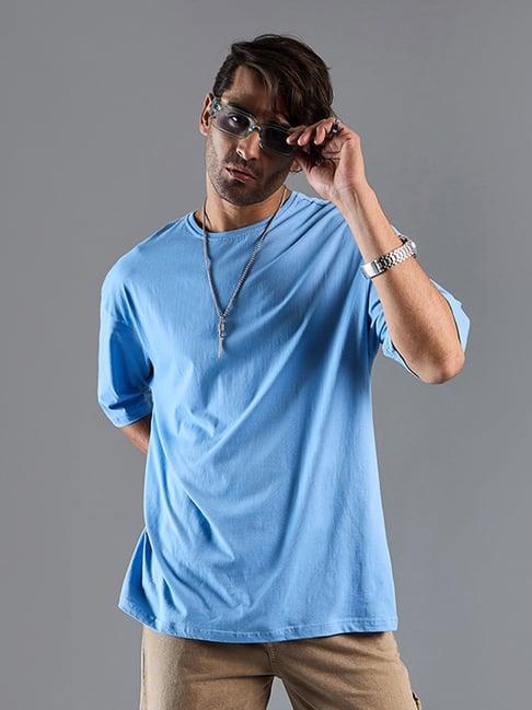 chimpaaanzee blue loose fit oversized crew t-shirt