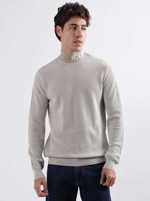 iconic men self design regular fit cotton sweaters