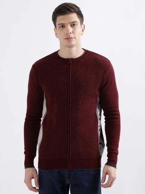 iconic men solid regular fit wool sweaters