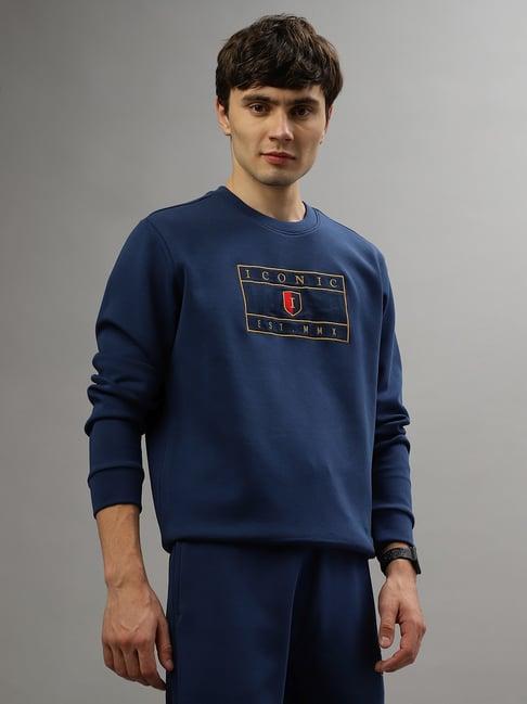 iconic men solid regular fit polyester sweatshirts