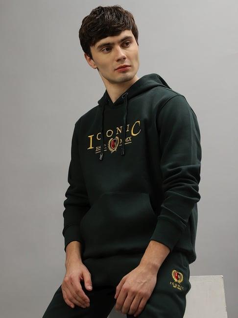 iconic men solid regular fit poly cotton sweatshirts