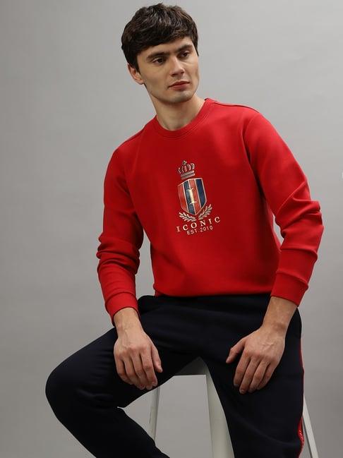 iconic men typography regular fit polyester sweatshirts