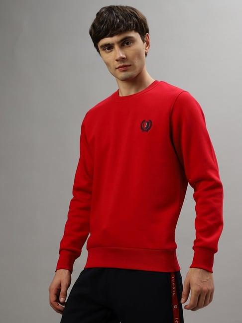 iconic men solid regular fit poly cotton sweatshirts